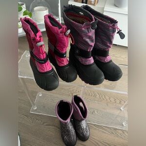 Girls 1 Sorel, 3 Bogs, 5 Kamik Boots lot of 3